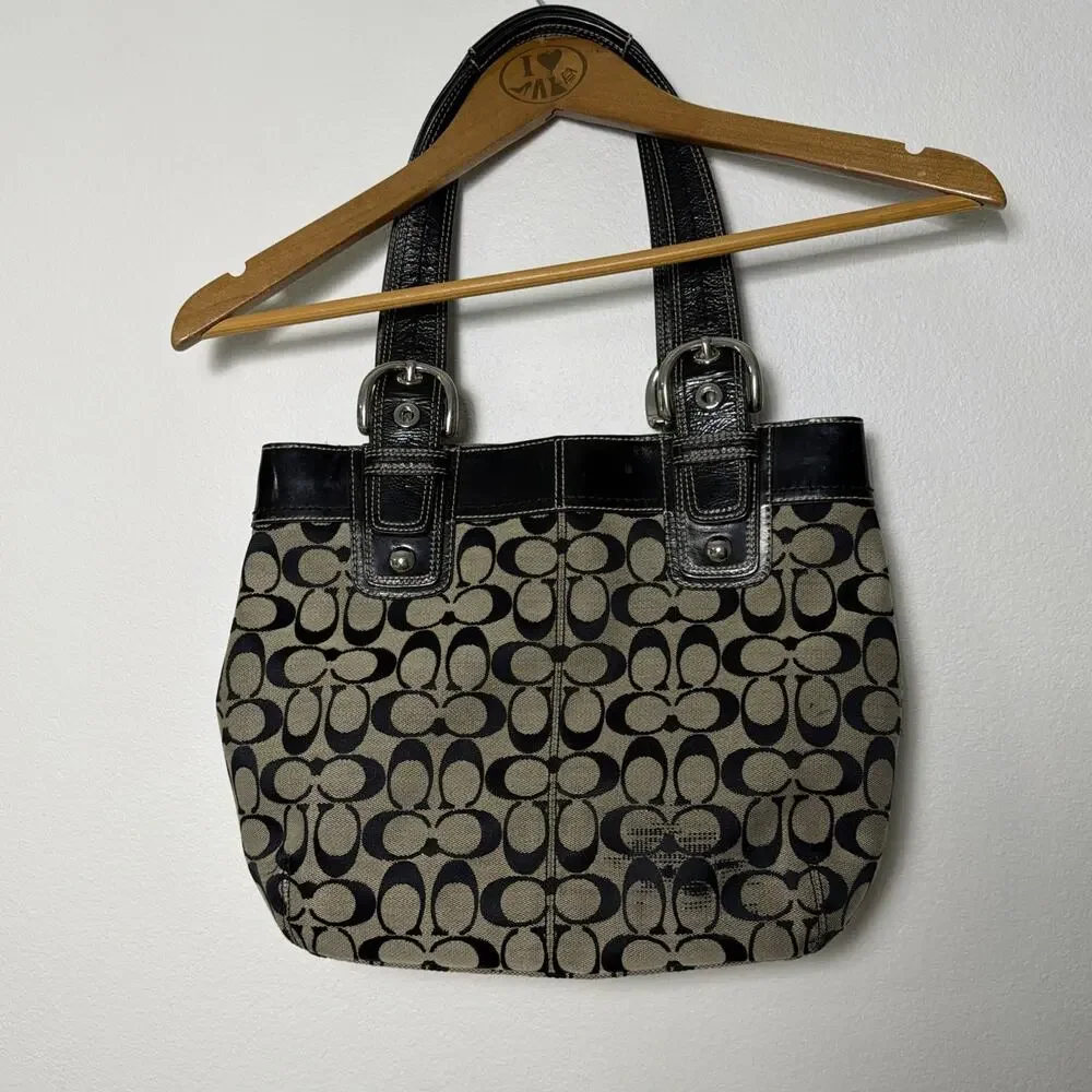 Vintage Y2K Coach Soho Pleated Signature Jacquard Shoulder Bag F15047 READ Black